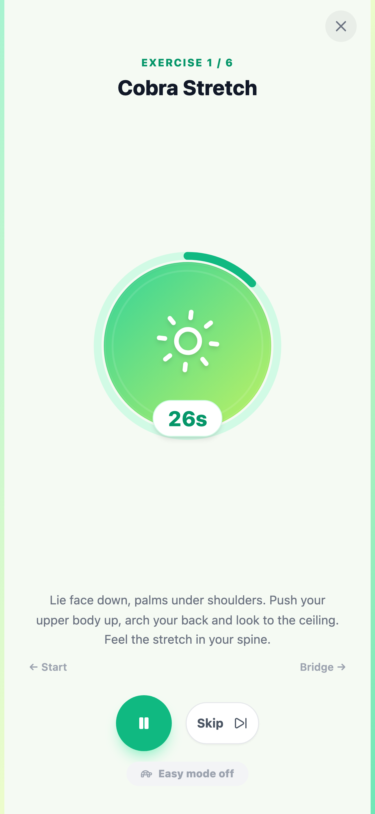 Altura guided exercise player with an on-screen timer